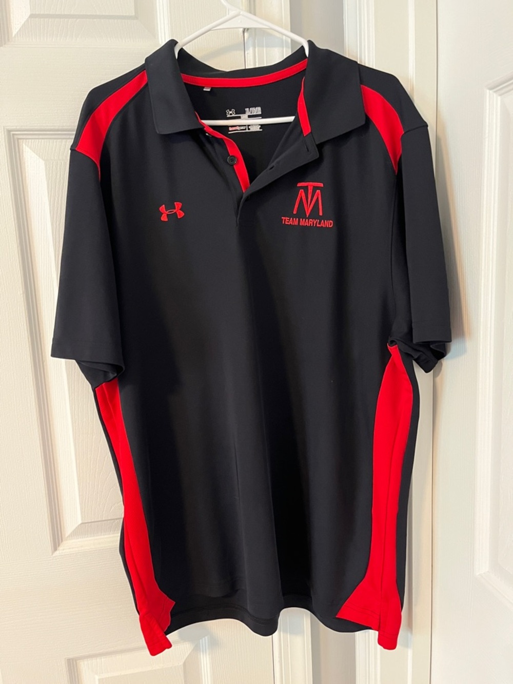 Under Armour Black and Red Men's Performance Polo